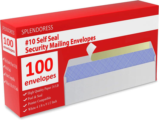 #10 Envelopes Letter Size Self Seal | 100 Business Mailing Security Peel and ...