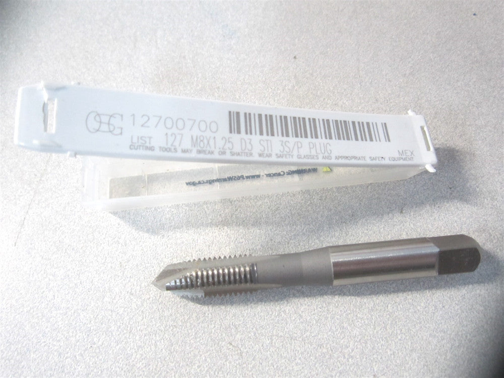 OSG 12700100 M8 x 1.25 2-15/16" OAL HSS 3Fl Bright/Uncoated Spiral Point STI Tap
