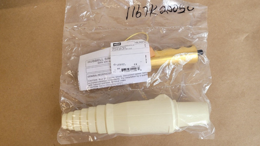 Hubbell HBL300FW Single Pole Female Plug Taper White 300A 600V #6-#2/0AWG