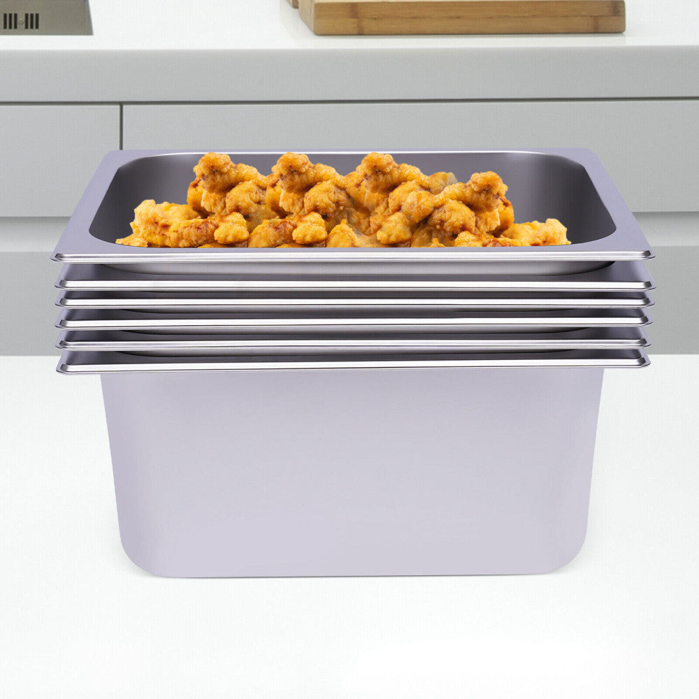 6 PACK Size 6" Deep Stainless Steel Steam Prep Table Buffet Food Pan Durable NEW