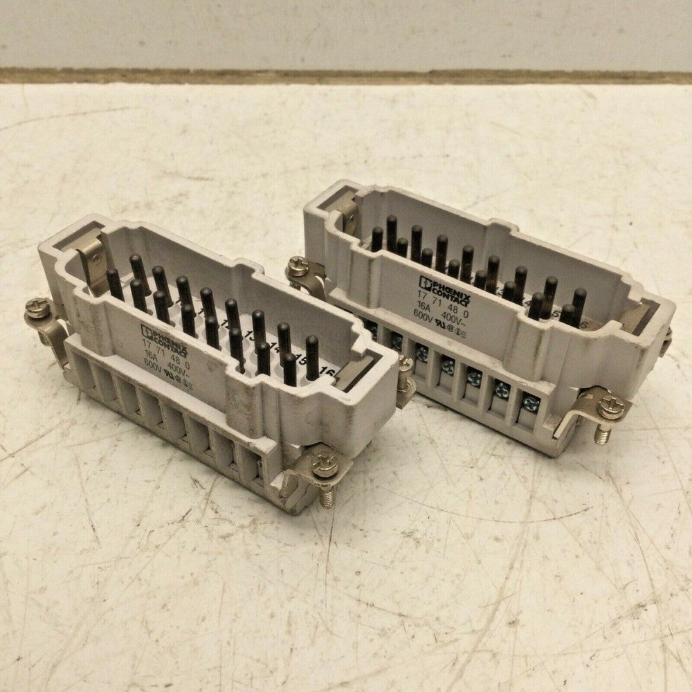 PHOENIX CONTACT 17-71-48-0 16-PIN CONNECTOR MALE 16A/AMP 600V (LOT of 2)