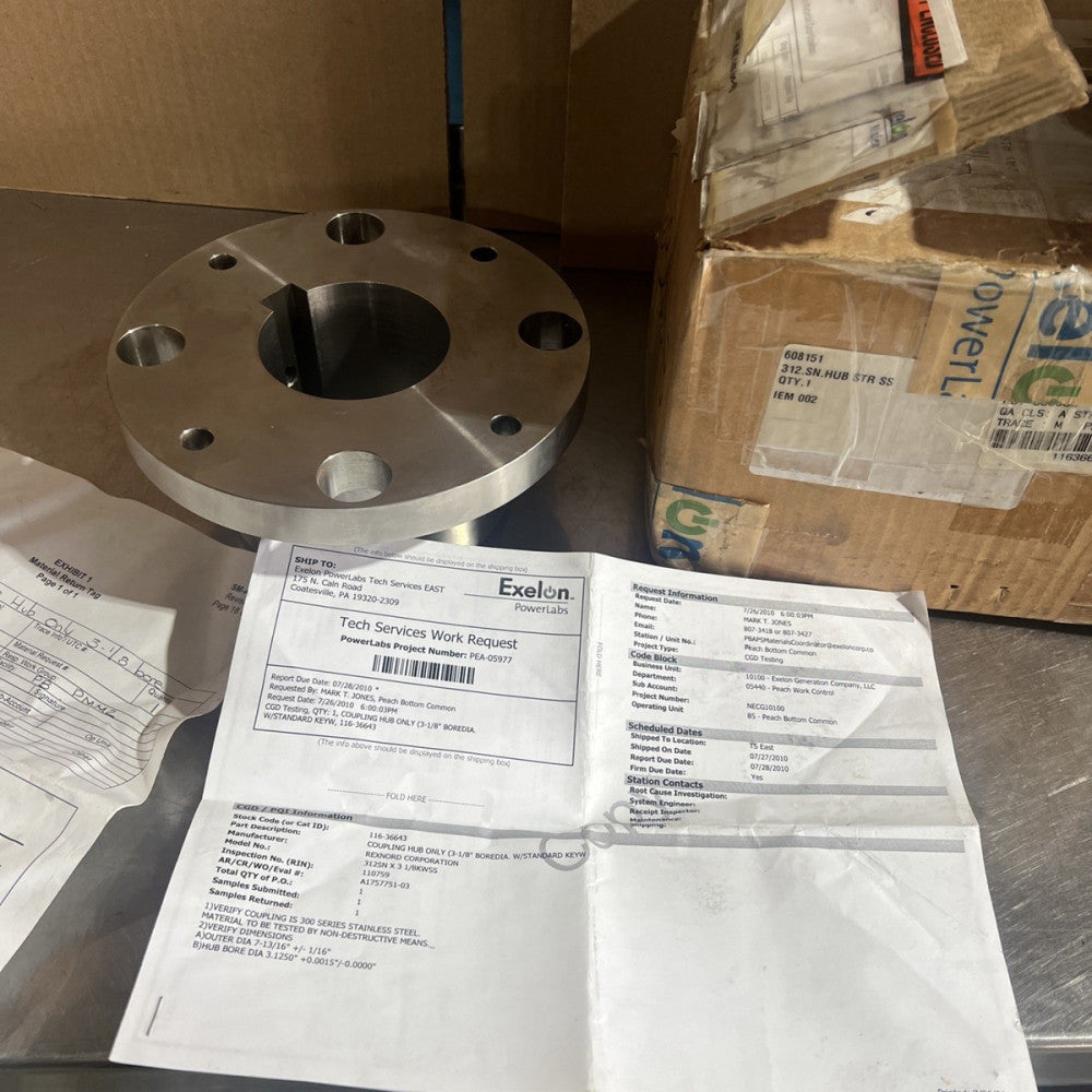 Rexnord 312SN x 3 1/8 KWSS Coupling, Hub Only Nos Surplus