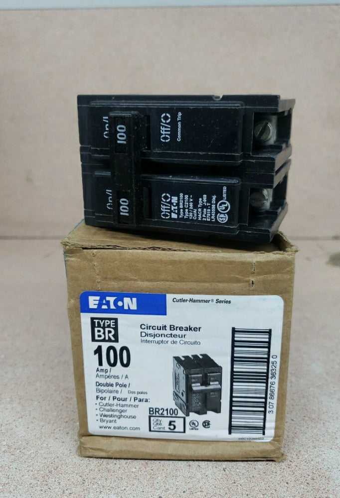 (1) New! Eaton BR2100 100Amp 2 Pole Standard Trip Circuit Breaker Cutler Hammer 