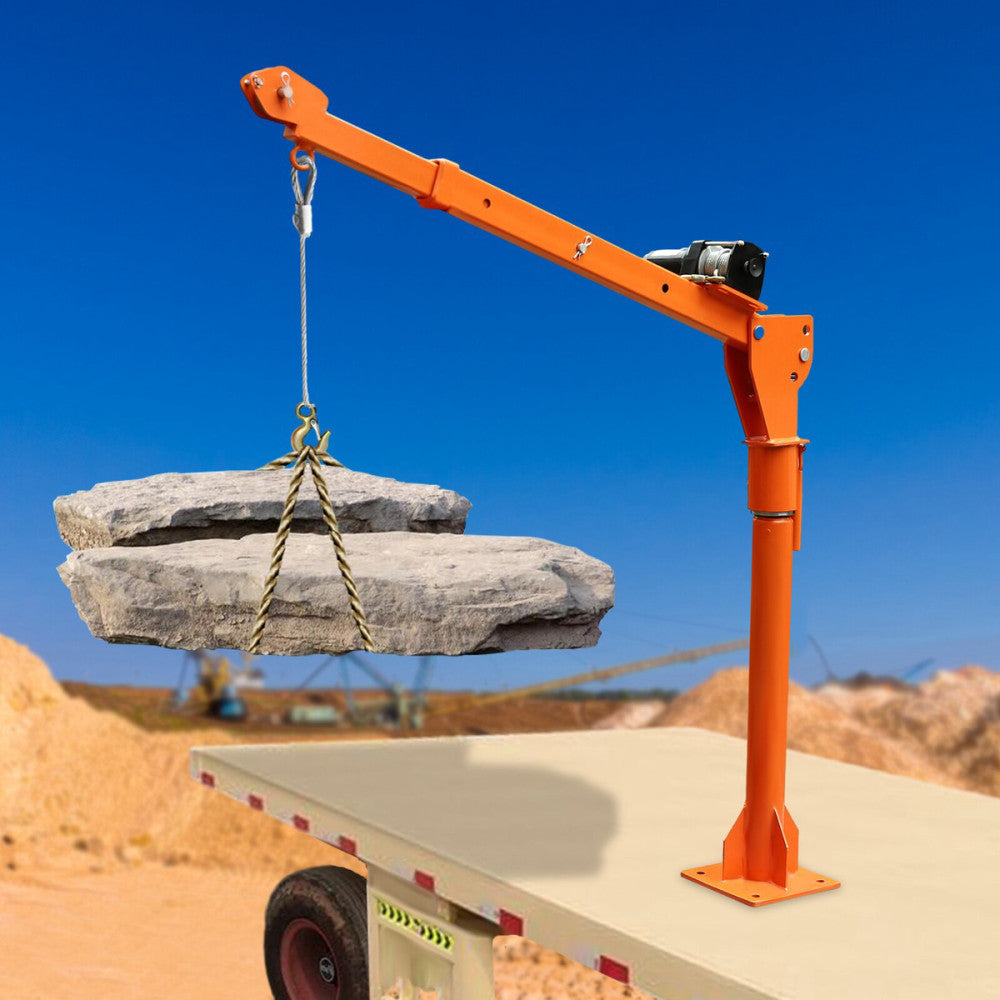 1100LB Truck-Mounted Crane Hoist with 12V Electric Winch Pickup Truck Jib Cranes