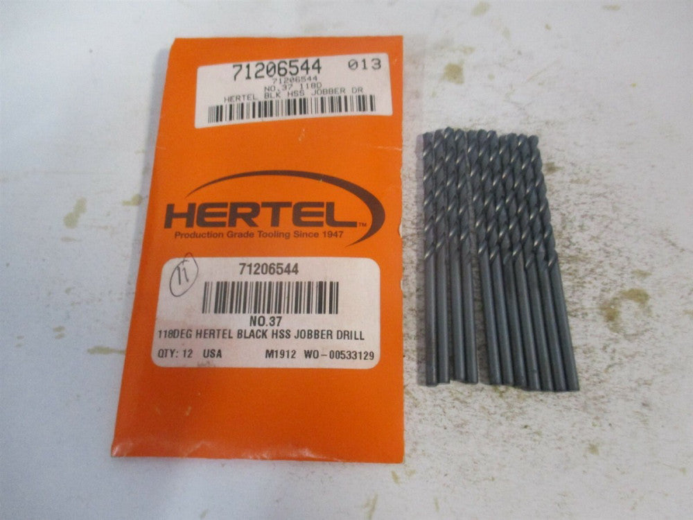 (71206544) #37 1-7/16" x 2-1/2" 118° High Speed Steel Jobber Drill - Pack of 11