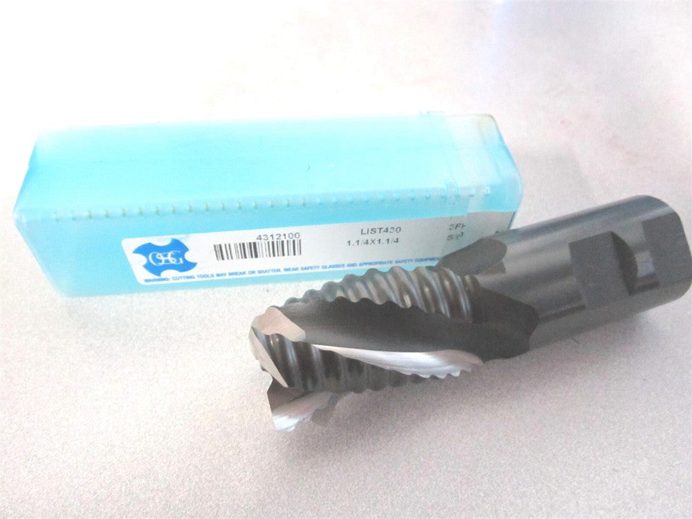 OSG (4312100) 1-1/4" x 1-1/4" x 2" x 4-1/2" OAL Cobalt 3Fl Roughing End Mill 