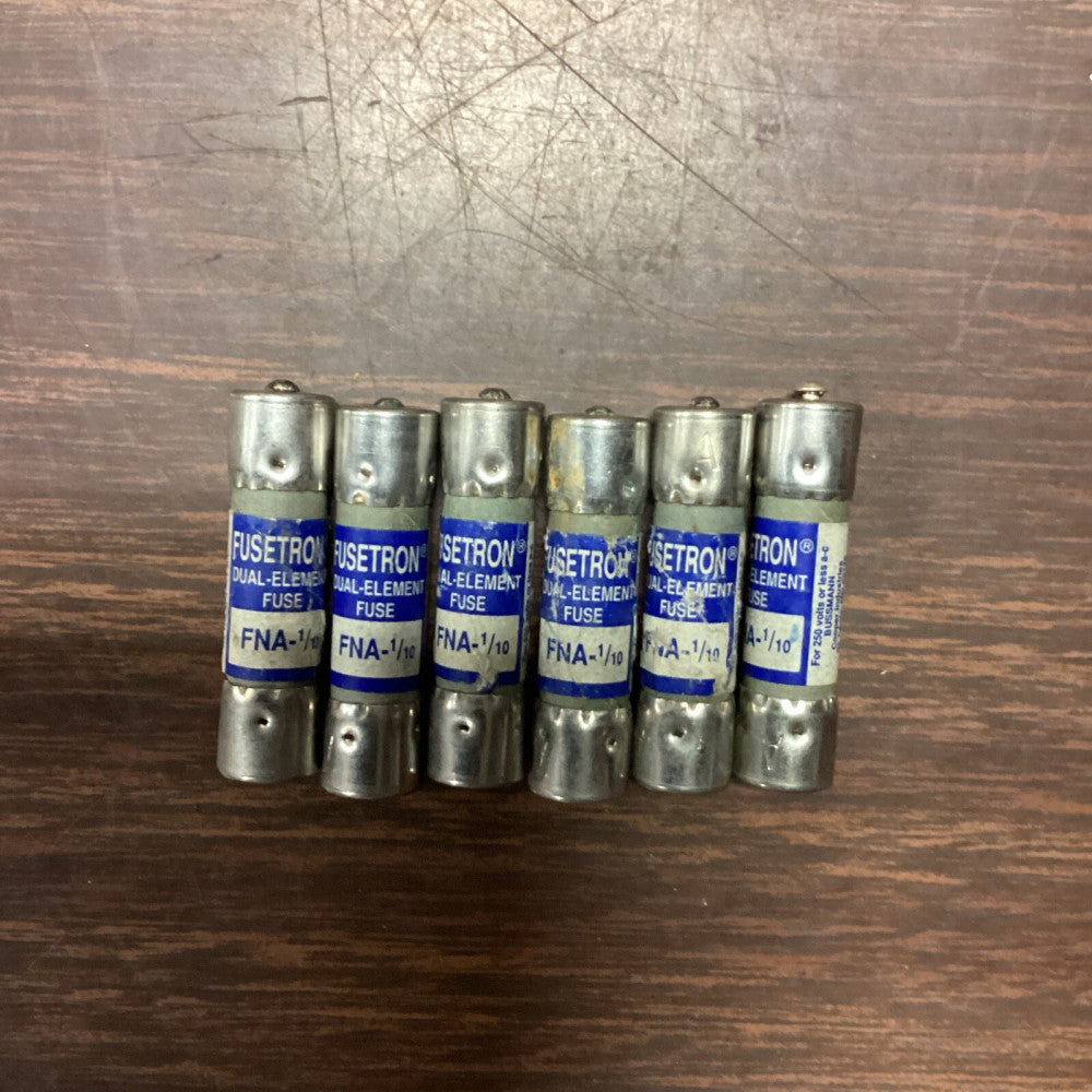 Lot of 6 Bussmann Fusetron FNA-1/10 Fuse .1 Amps