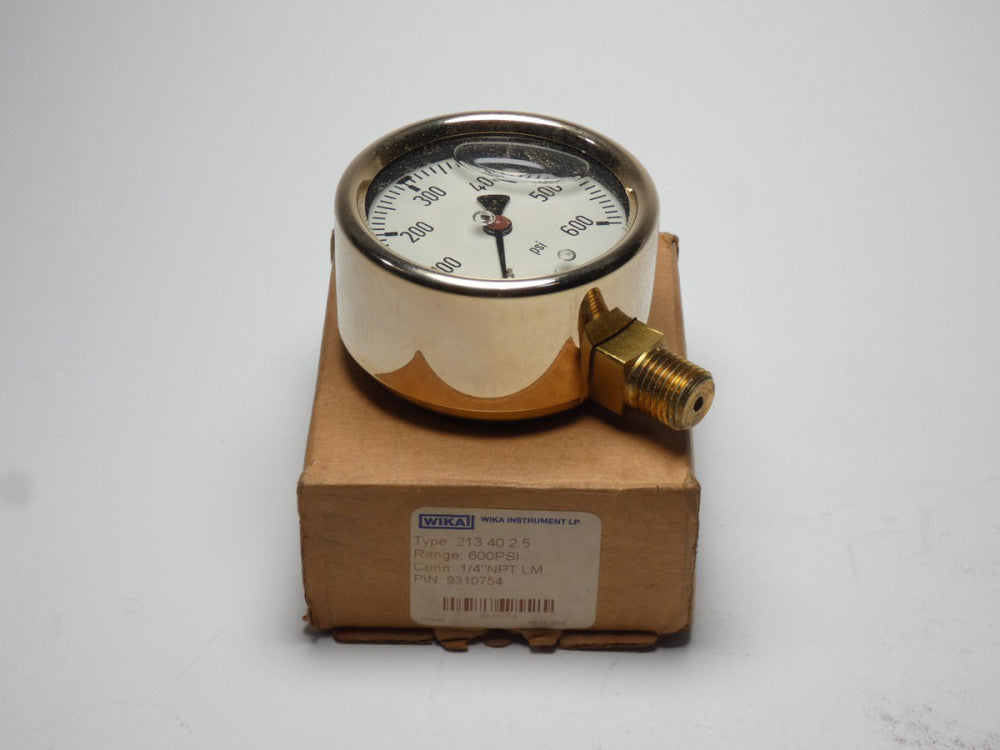 Wika 9310754 Glycerin Filled Pressure Gauge 2.5" Face Dial 0-600 PSI 1/4" NPT...
