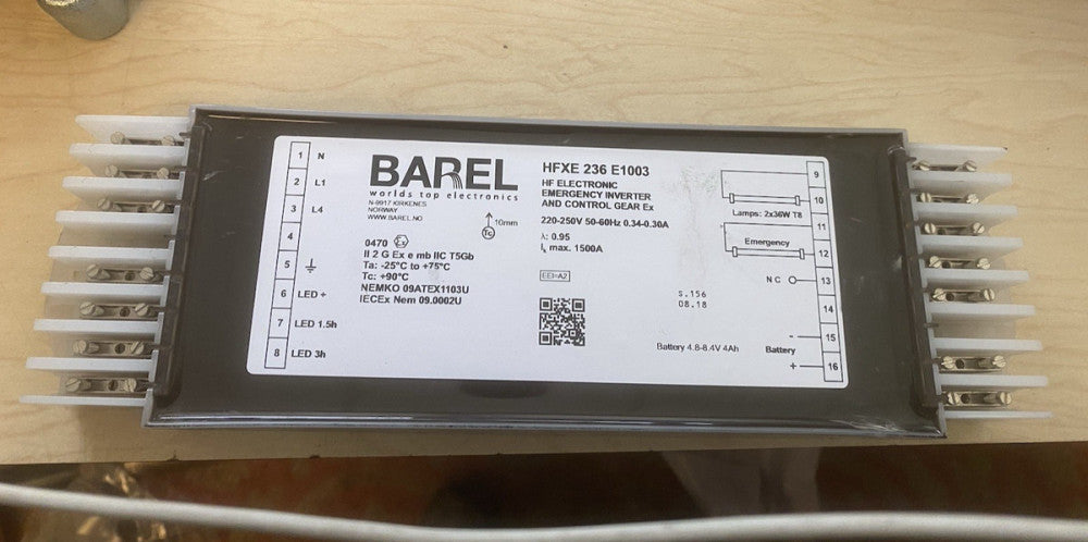 NEW BAREL HFXE 236 E1003 HF ELECTRONIC EMERGENCY INVERTER AND CONTROL GEAR Ex