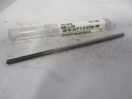 (433-0.1605) 0.1605" 6-Flute Straight Shank Straight Flute HSS Chucking Reamer