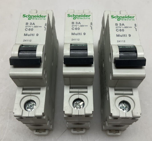 3 Pack Schneider 24112 IEC Supplementary Protector 3 Amp 10kA 240v 1 Pole