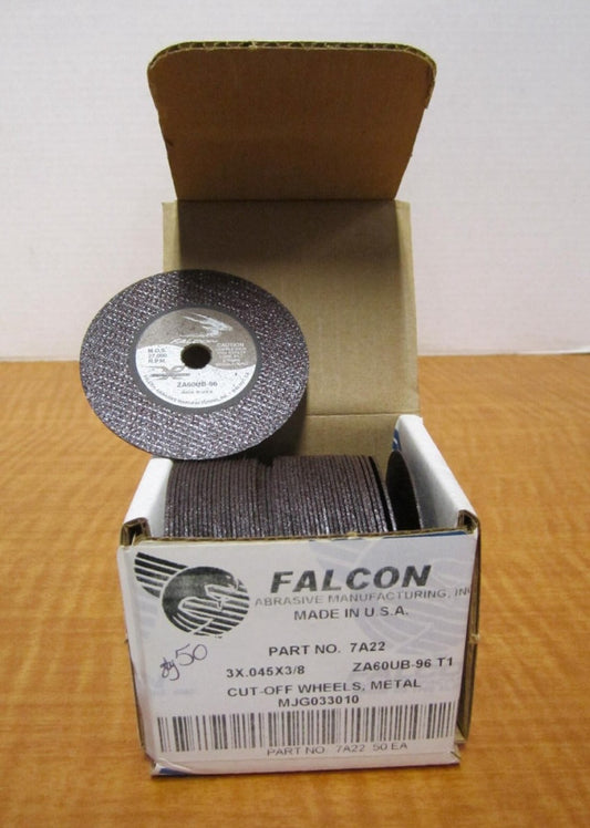 (50) Falcon ZA60UB-96 Abrasive Cut-off Wheel 3" x 0.045"x 3/8" Grit 60 NEW
