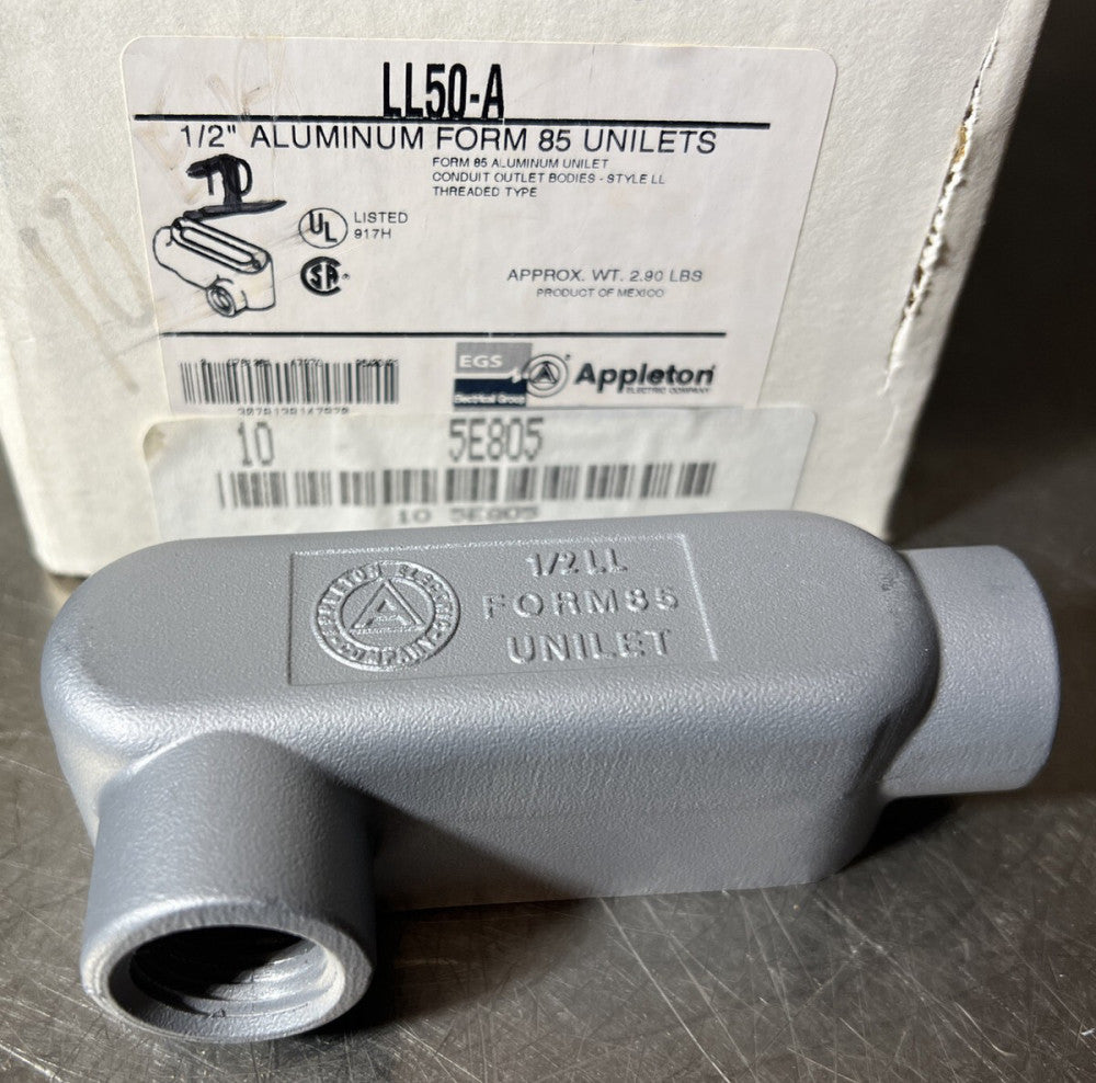209069 New-No Box, Appleton LL50A Conduit Body, Type: LL, FM85, Size: 1/2" Threa