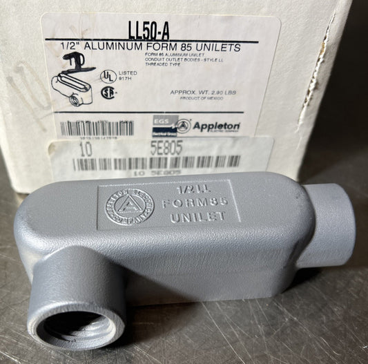 209069 New-No Box, Appleton LL50A Conduit Body, Type: LL, FM85, Size: 1/2" Threa