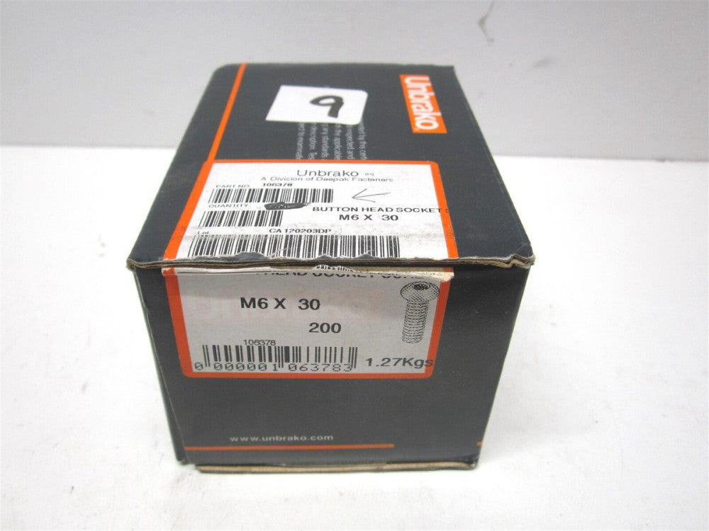 Unbrako (106378) M6x10 30.00mm Alloy Steel Button Cap Screw - Pack of 69