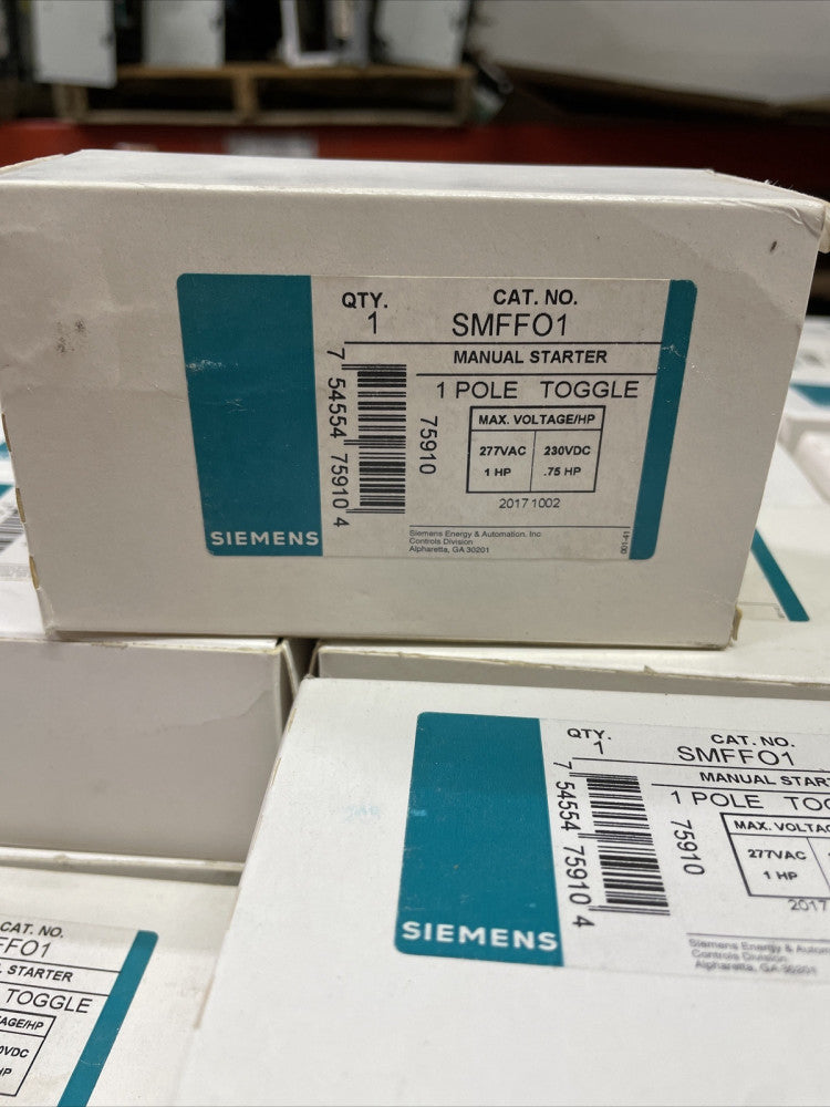 1 NEW! Siemens SMFFO1 Manual Starter Kit 1 Pole Toggle Switch 277VAC 1HP 230VDC