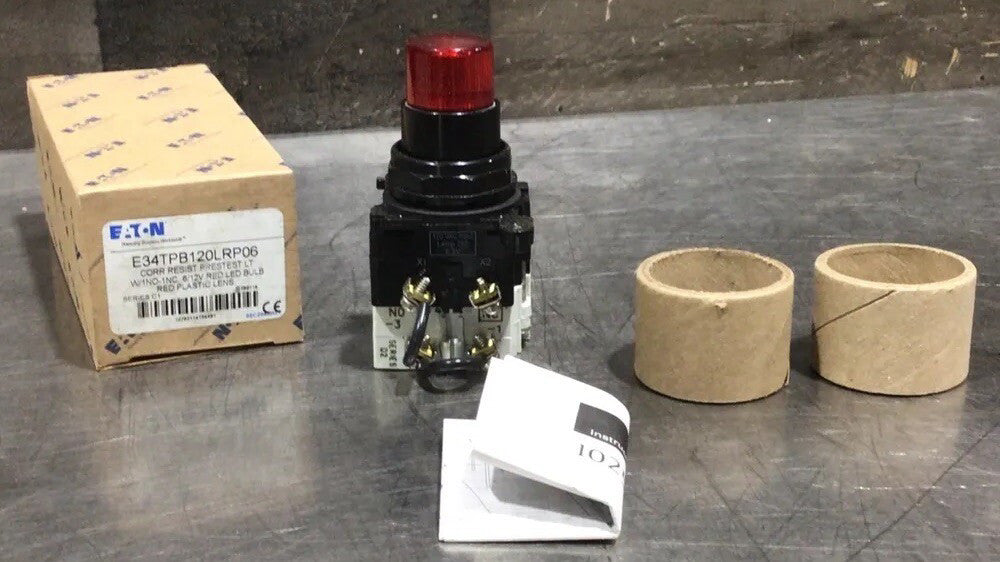 Eaton E34TPB120LRP06 Corrosion Resist Indicator Light 6/12V LED Red NOS