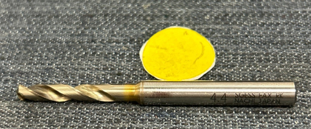 NACHI SGESS  2 FLUTE  DRILL BIT    4.44MM CUT DIAMETER