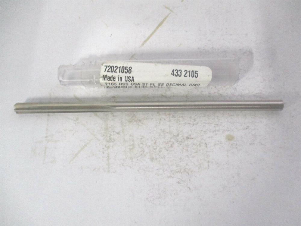 (433-0.2105) 0.2105" x 1-1/4" x 5" 6-Flute Straight Shank HSS Chucking Reamer 