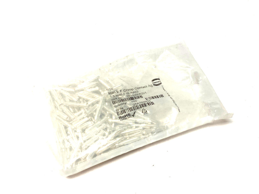Harting 09330006204 Female Han E F Crimp Contact Ag 1.5 mm²/ 16 AWG PKG OF 100