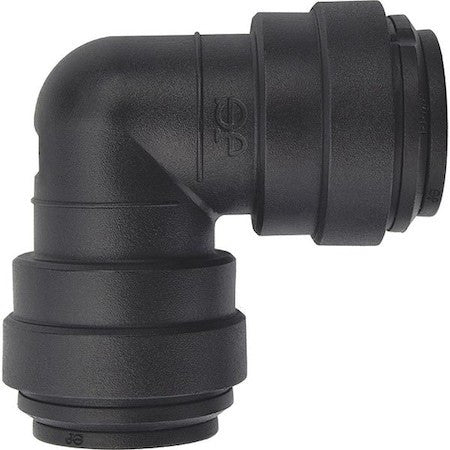 John Guest Pp0316e Union Elbow, 1/2 In Tube Size, Polypropylene, Black, 10 Pk