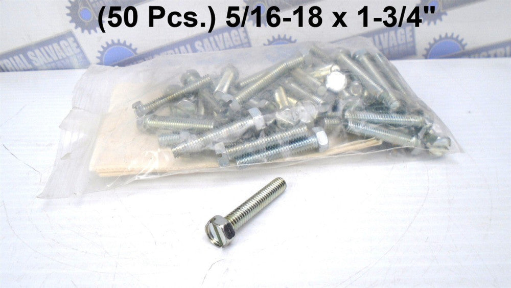 (50 Pcs.) UNISTRUT - 5/16-18 x 1-3/4" - SLOTTED HEX MACHINE SCREW - (NEW in BAG)