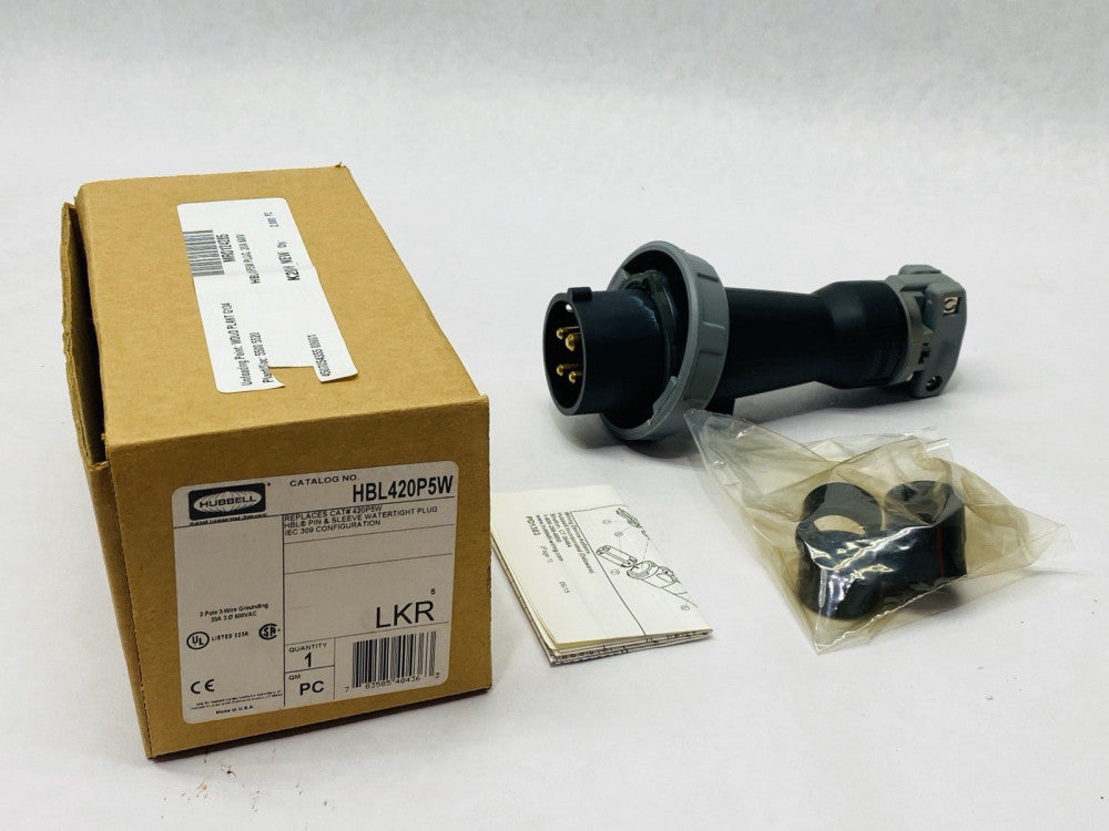 Hubbell HBL420P5W IEC Pin And Sleeve Plug Industrial Grade Male Plug 20A 3P