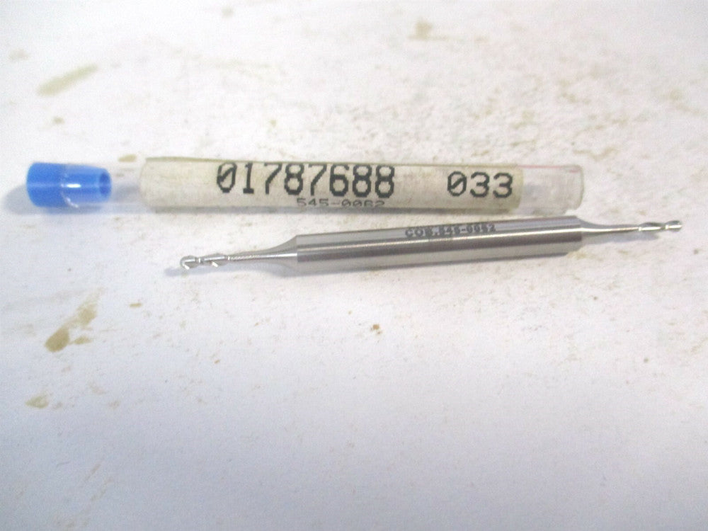 (545-0062) 1/16" x 7/32" x 3/16" x 2-1/2" OAL 2 Flute Cobalt Ball End Mill 