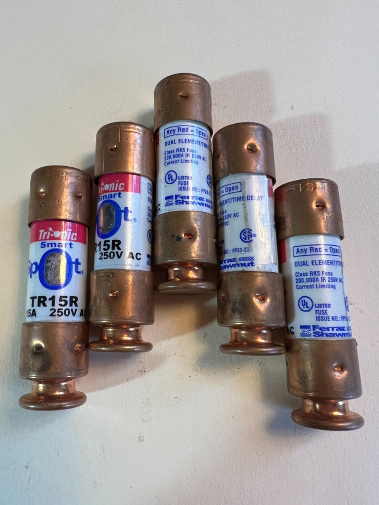 (Lot of 5) Trionic Smart Spot TR15R 15A 250V Fuses