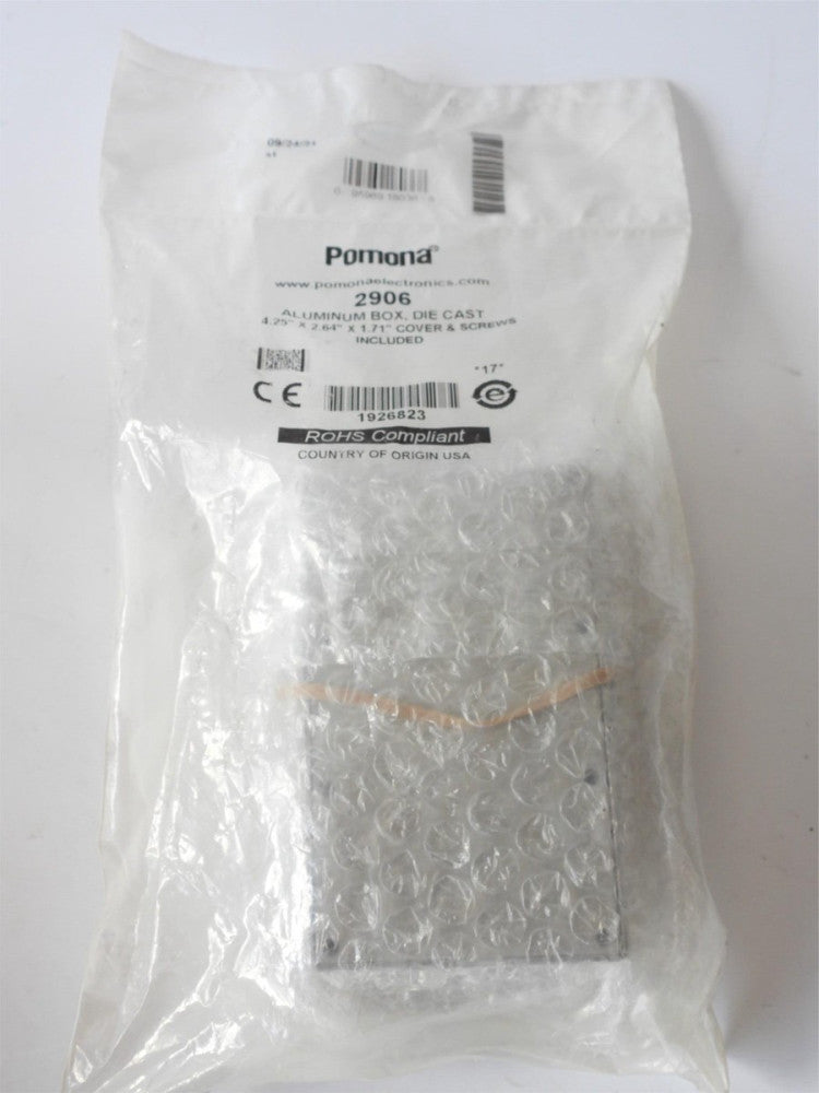 Pomona 2906 Aluminum Box, Die Cast 4.25" x 2.64" x 1.71" Cover & Screws