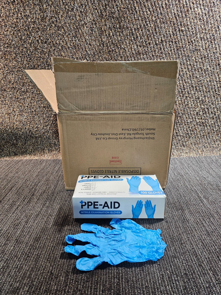 (QTY 1000) PPE-AID 35650 Nitrile Examination Gloves X-Large Powder-Free Blue