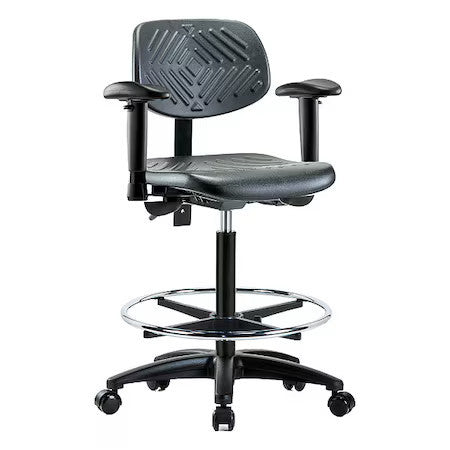 Zoro Select Br-Phbch-Rg-T0-A1-Cf-Rc-Blk High Bench Chair Ergonomic Chair,