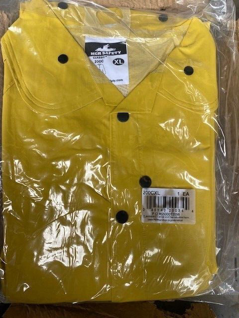 (10 PACK) MCR Safety 200CXL Raincoat With Detachable Hood, Yellow, XL