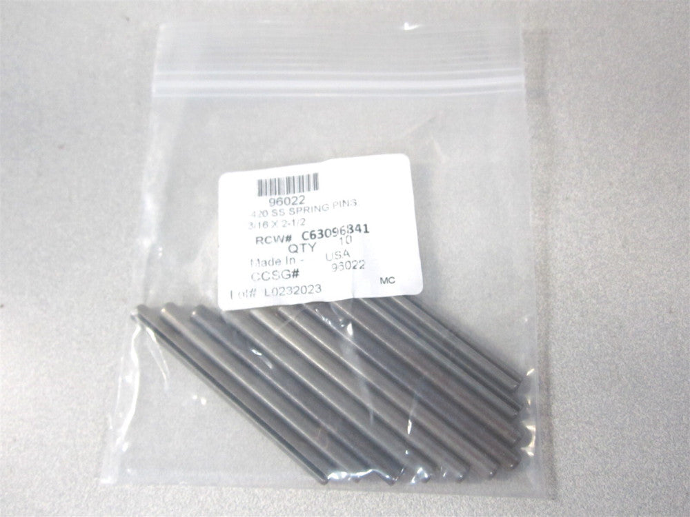 (R63094445) 3/16" x 2-1/2" 420 Stainless Steel Slotted Spring Pin - Pack of 10 