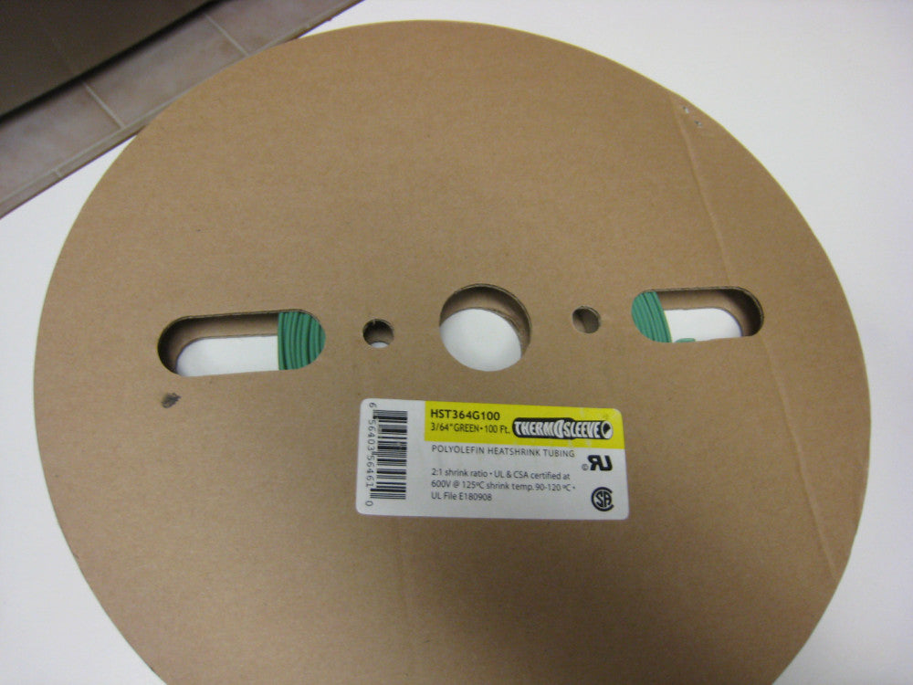 3/64" ID / 2mm ThermOsleeve GREEN Polyolefin 2:1 Heat Shrink tubing 100' spool
