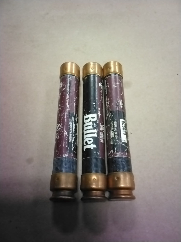 Bullet ECSR30 30A 600VAC Class RK5 Fuse, Lot Of 3
