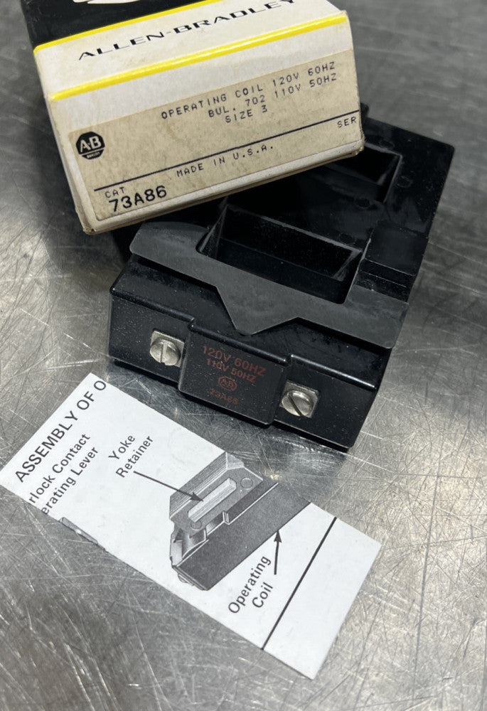 AB ROCKWELL 73A86 OPERATING COIL SIZE 3, 2-3 POLE, 110/120V 50/60HZ Nos Surplus