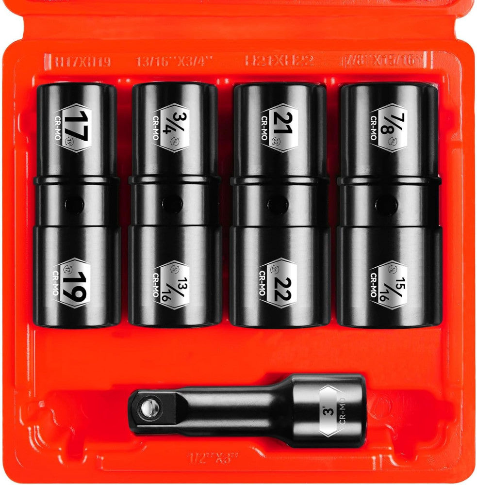 BLACKROBOT 5-Piece 1/2" Drive 5PCS(17mm 19mm 21mm 3/4" 13/16" 7/8" 15/16") 