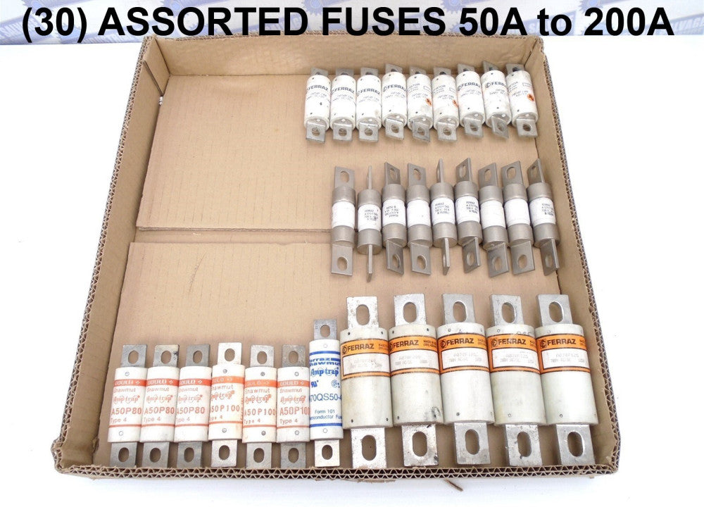 (QTY 30) SHAWMUT - Variety of AMP-TRAP FUSES - 50, 60, 80, 100, 125, 200A -(NEW)