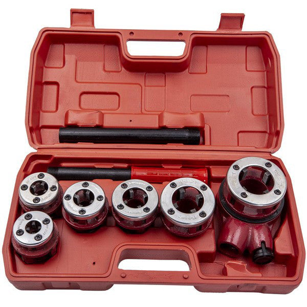Ratchet Pipe Threader Kit Die Bar Head Handle Tool Set 1/4'' 3/4'' w/ 6 Dies