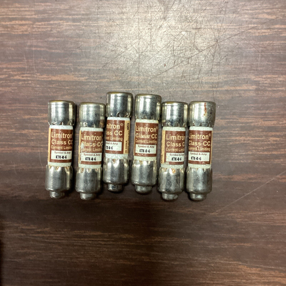 NEW LOT OF 6 BUSSMANN KTK-R-6 LIMITRON CLASS CC FUSE 600V OR LESS AC