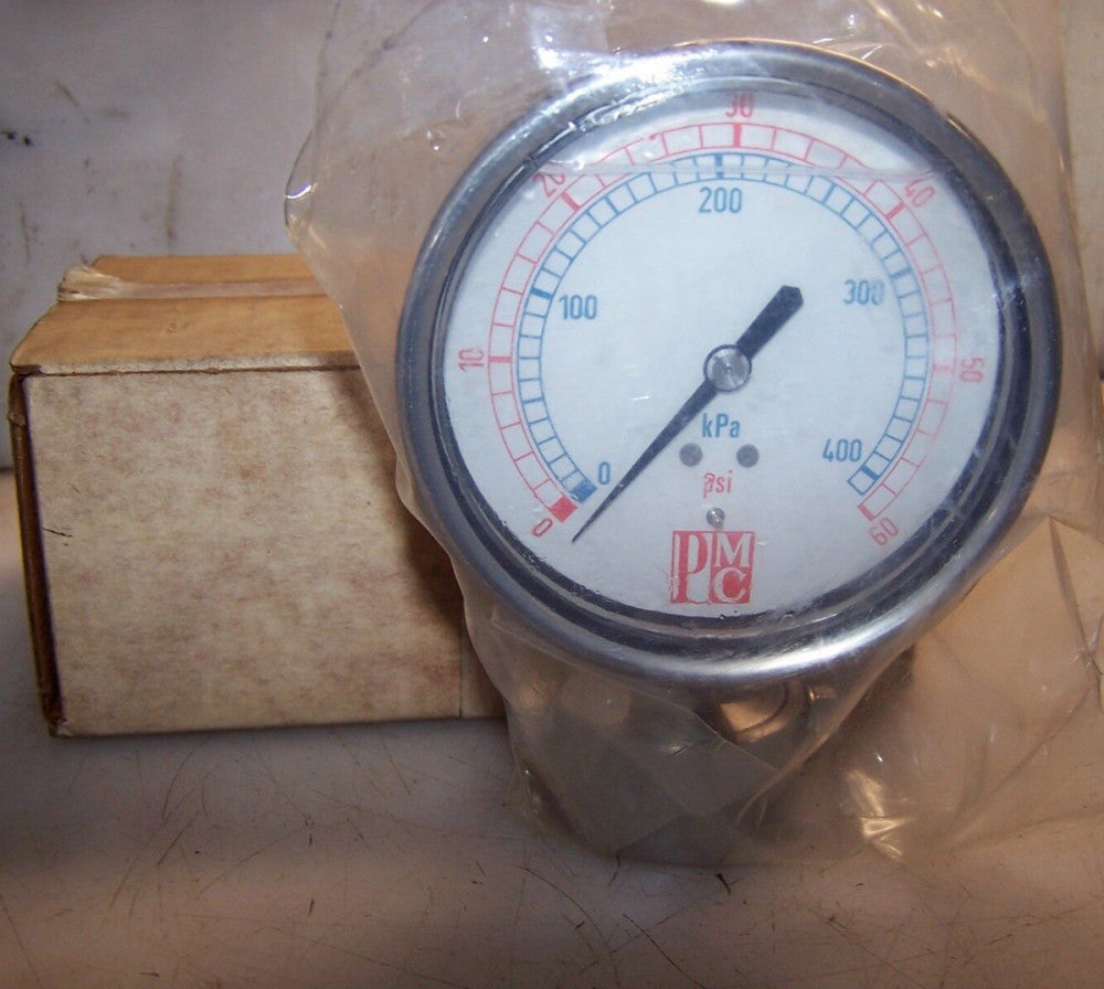 NEW PMC 0-60 PSI STAINLESS STEEL OIL FILLED PRESSURE GAUGE 1-1/2" PUSH IN TYPE 
