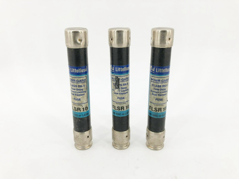 Lot of 3 New Littelfuse FLSR10 Time-Delay Fuses 10A 600VAC RK5