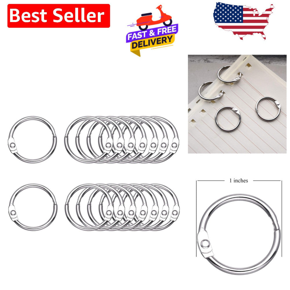 Smooth Opening 100Pcs 1-Inch Nickel-Plated Rings - Enhance Paper Organization
