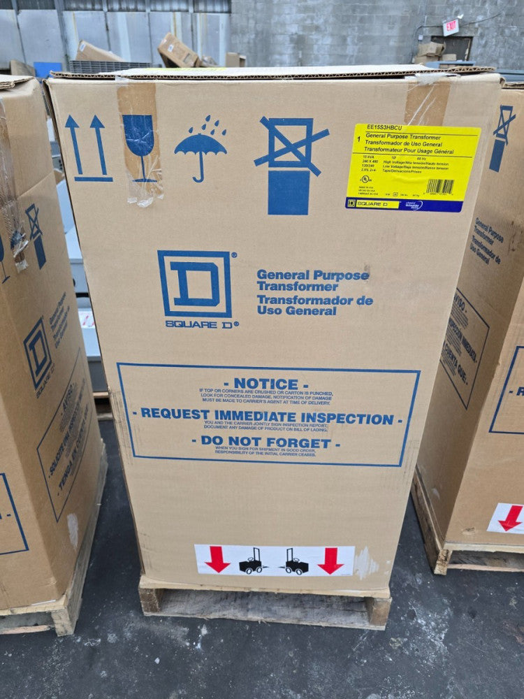 New Square D 15 KVA Single Phase Transformer 240X480 - 120X240 VAC EE15S3HBCU