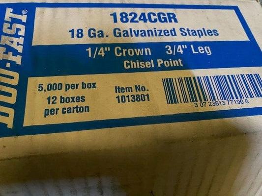 (CASE OF 60,000) Duo-Fast 1/4-Inch Crown X 3/4-Inch Leg 18-Gauge Staple