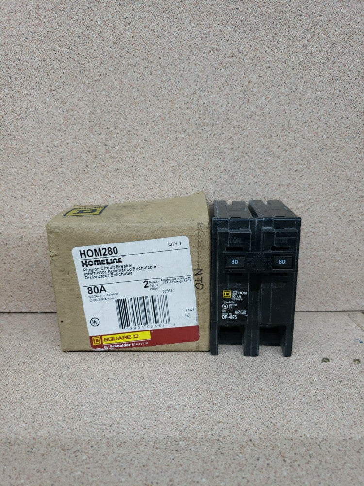 New Take Out! Square D HOM280 80A 240V 2-Pole Single-Phase Circuit Breaker