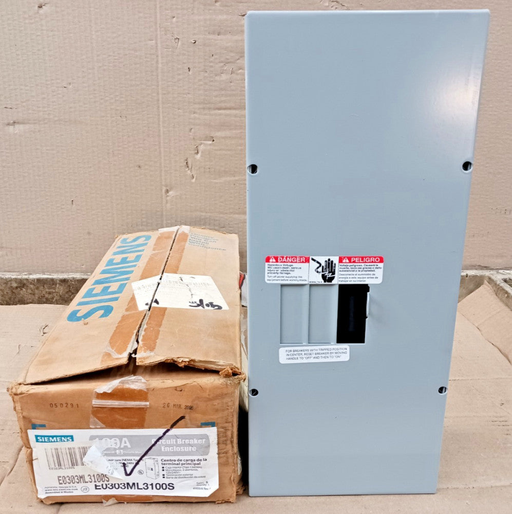 New Siemens 100 Amp Circuit Breaker Enclosure 3P 120/240 VAC 3Ø/4W E0303ML3100S