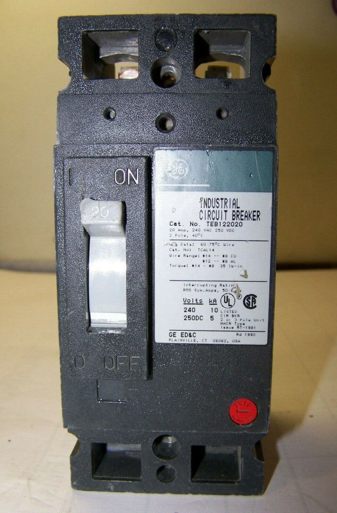GE 20 AMP CIRCUIT BREAKER 240 VAC 2 POLE TEB122020