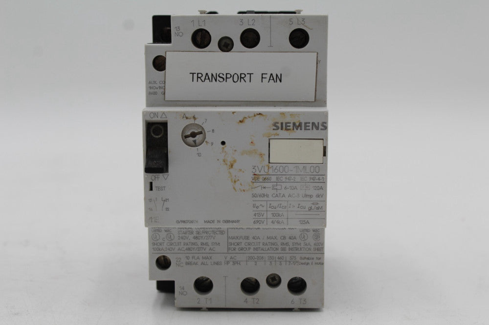 Siemens 3VU1600-1ML00 Motor Starter Protector